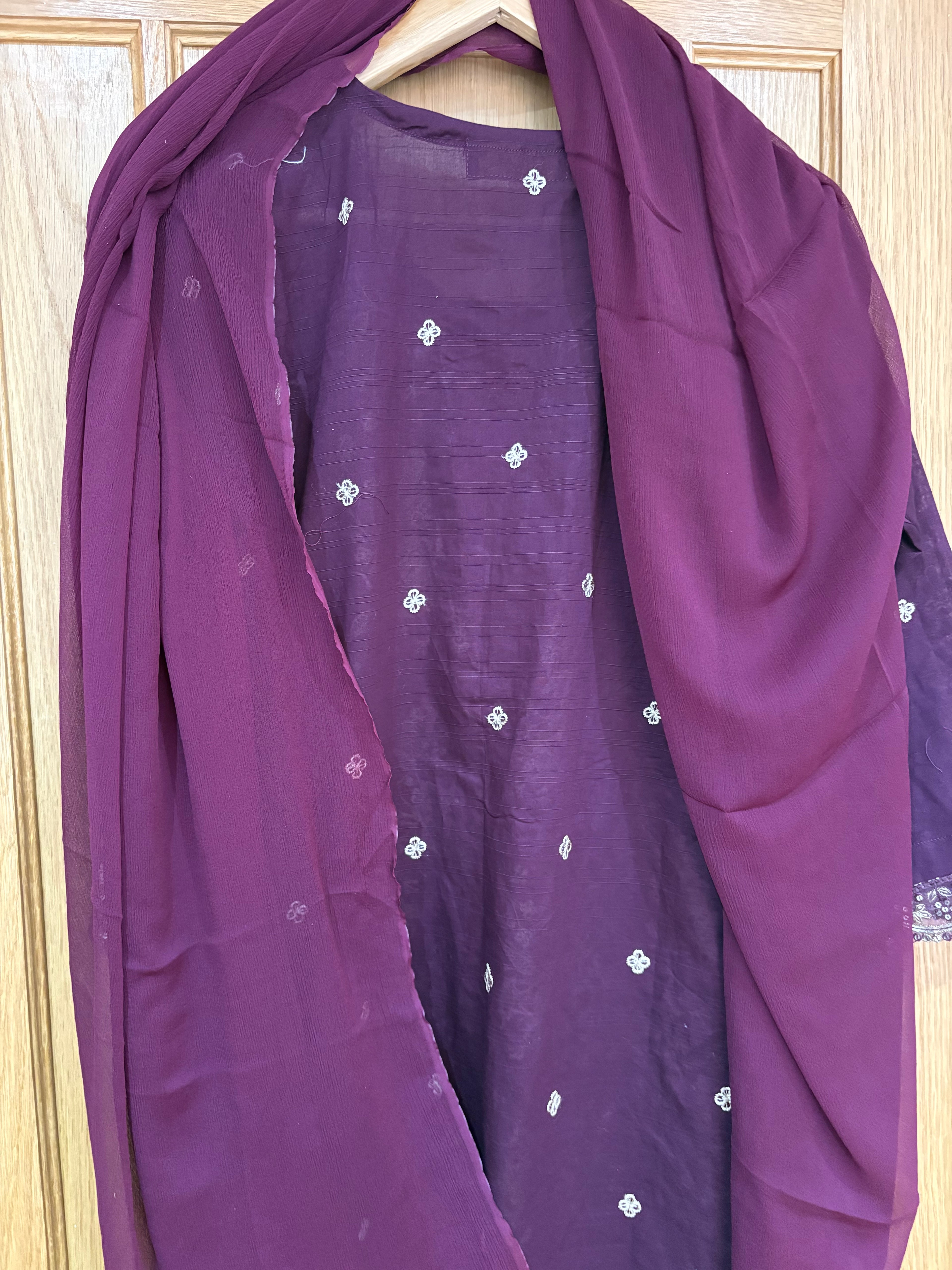 Deep Purple Embroidered 3-Piece Suit