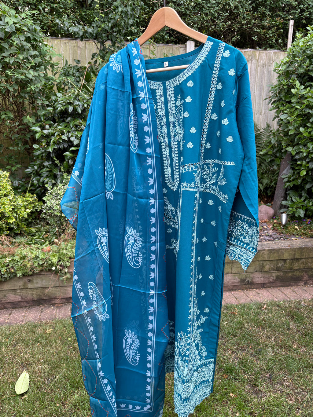 Teal-luxury embroidered (3PC)