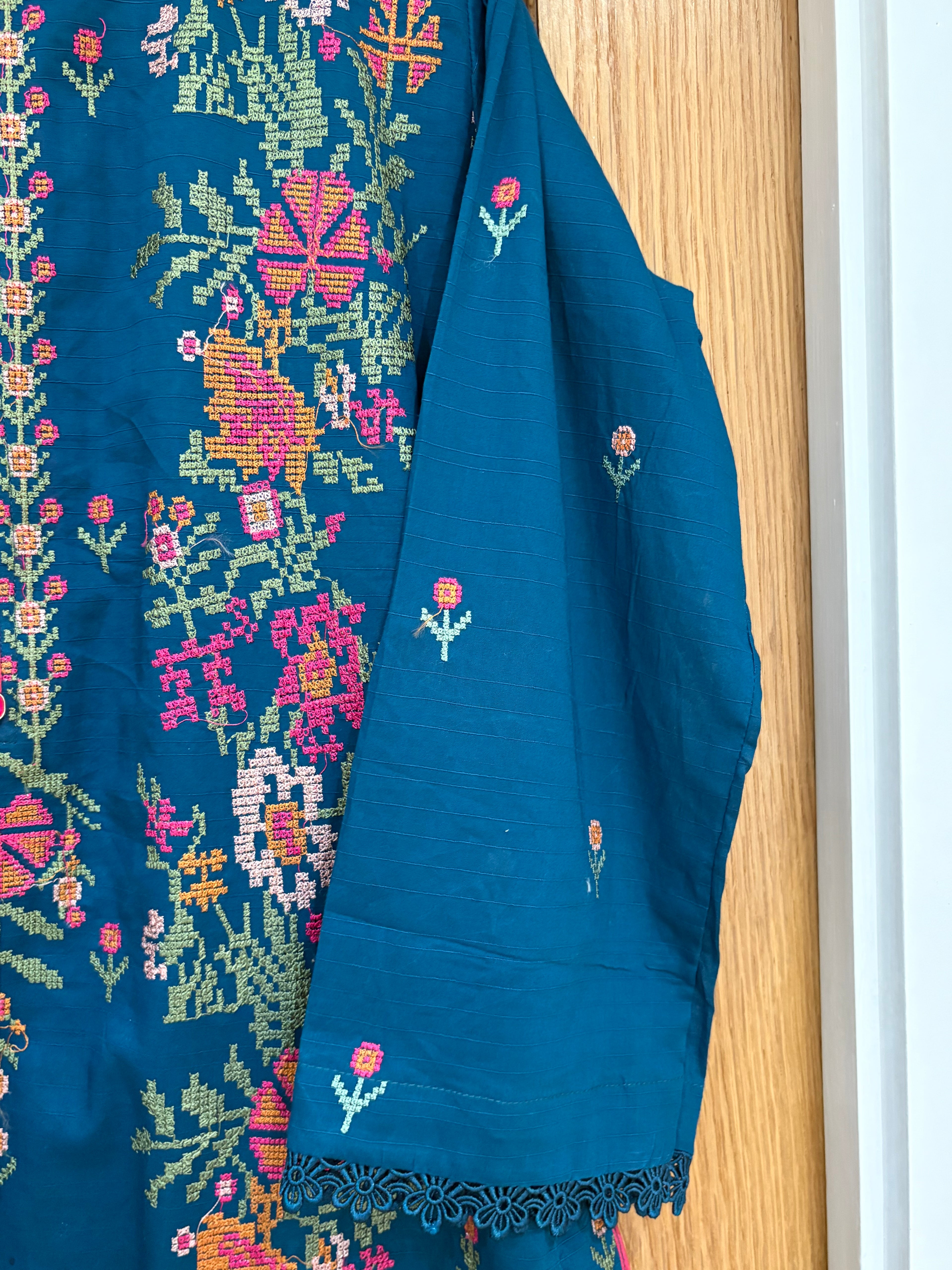 Elegant teal blue 3-piece suit