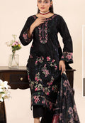 Black floral embroidered lawn dress