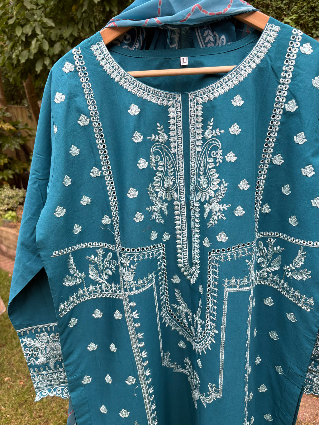 Teal-luxury embroidered (3PC)