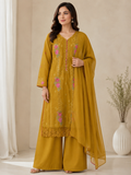 Mustard Yellow Embroidered 3-Piece Suit)