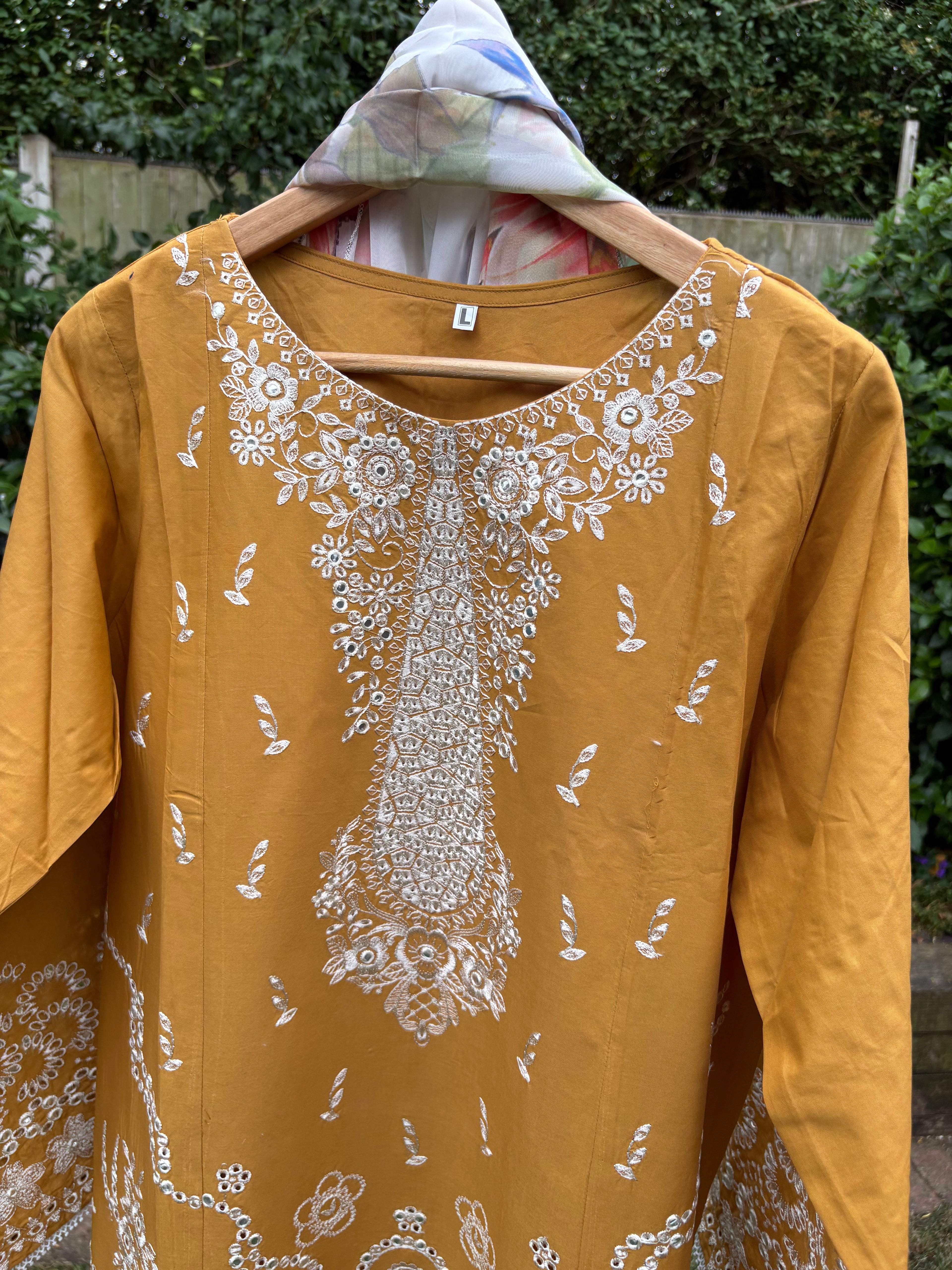 Mustard -luxury embroidered (3PC)