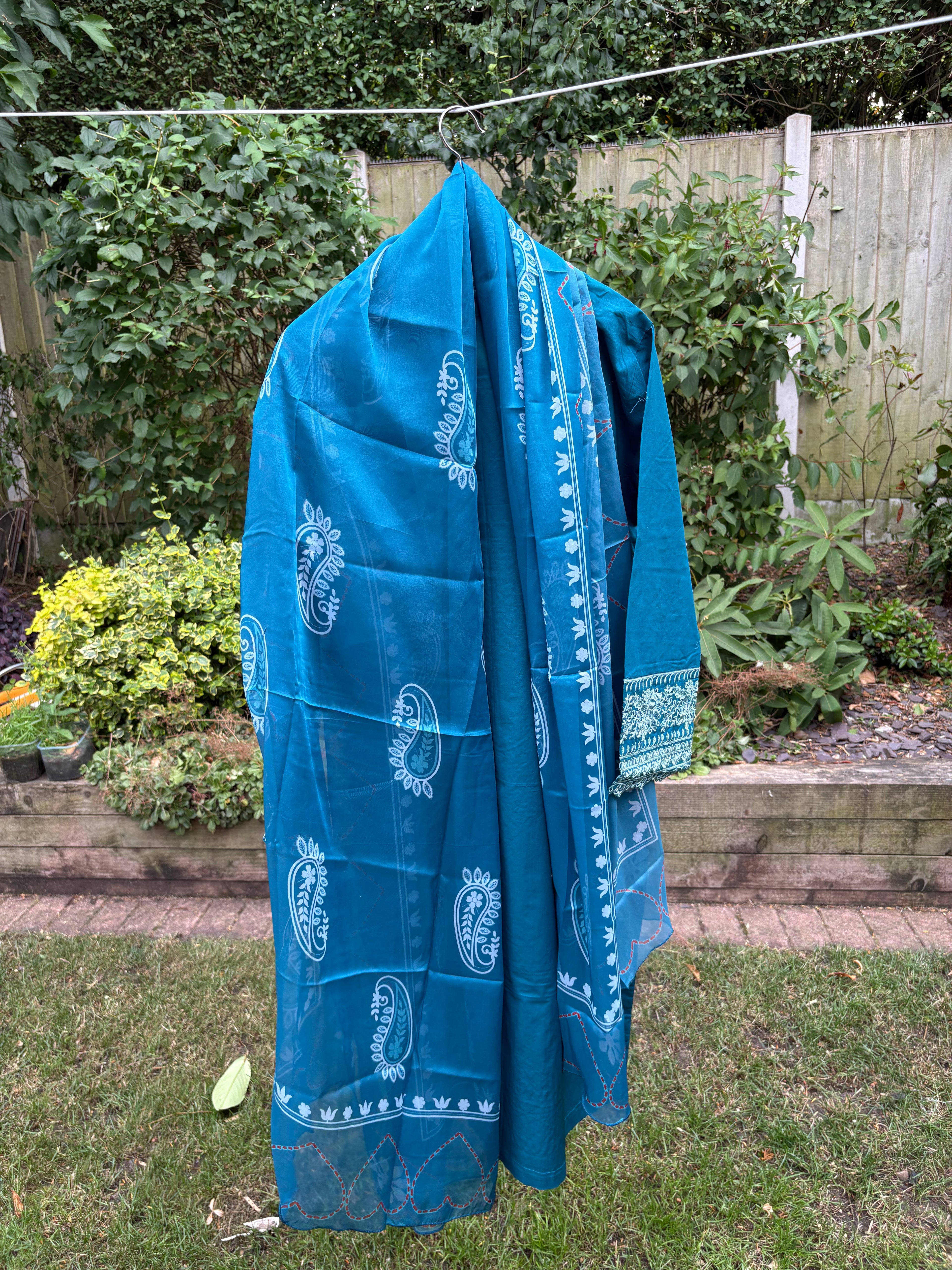 Teal-luxury embroidered (3PC)