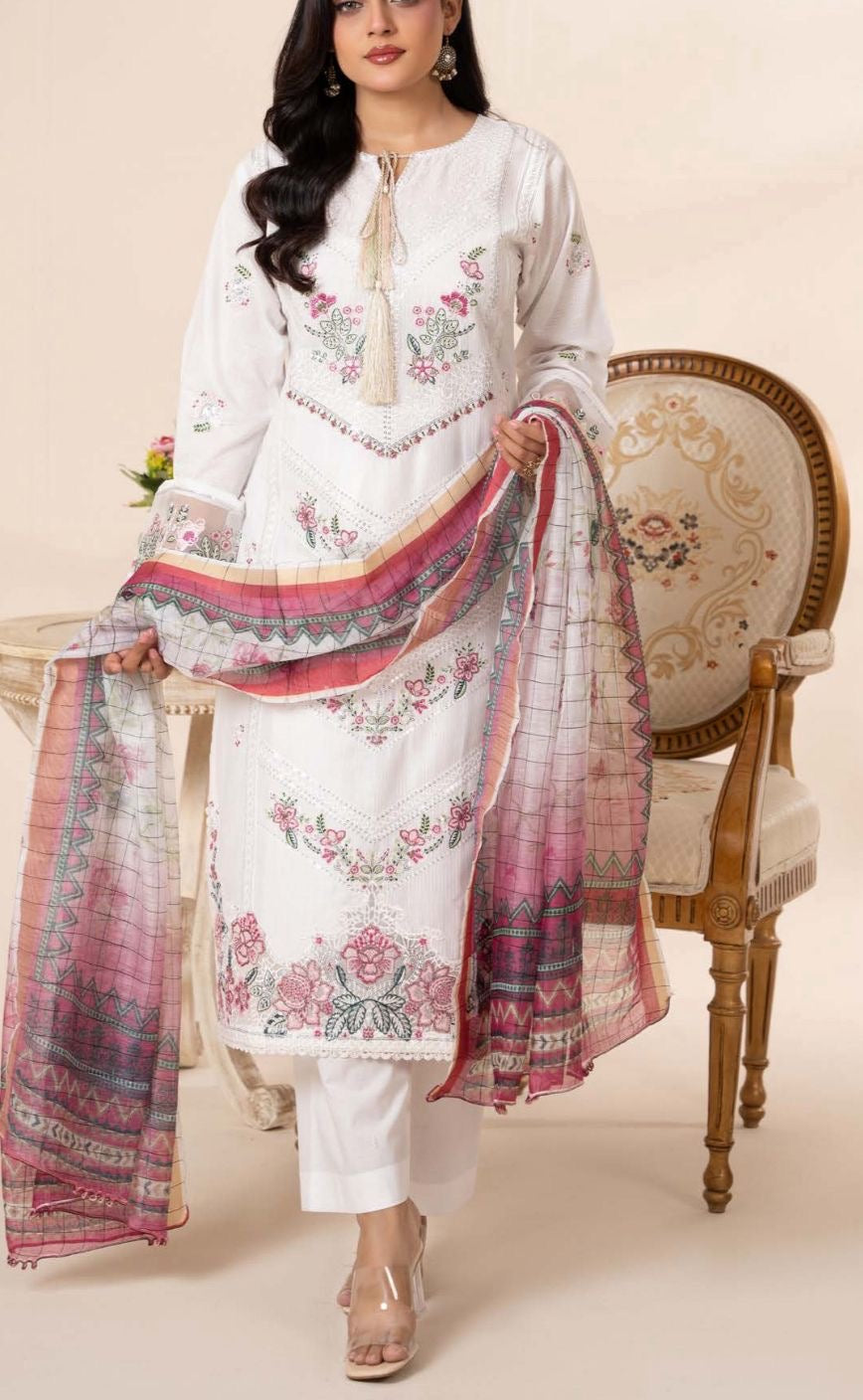 Ivory white embroidered lawn dress