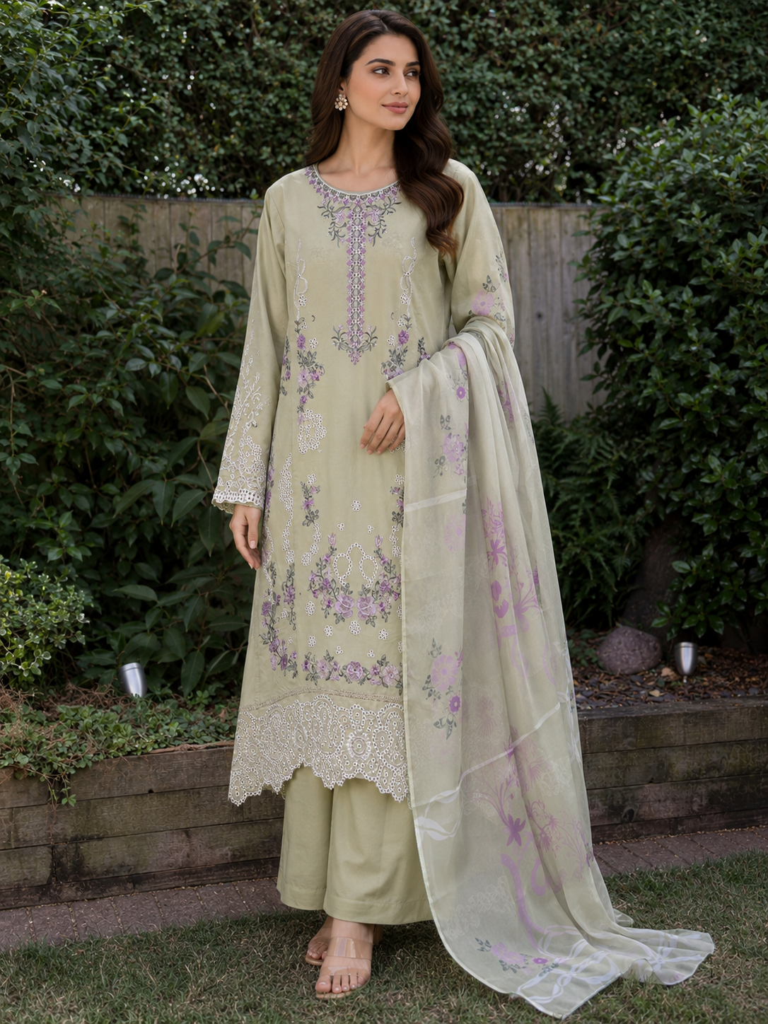 Prehnite-luxury embroidered (3PC)