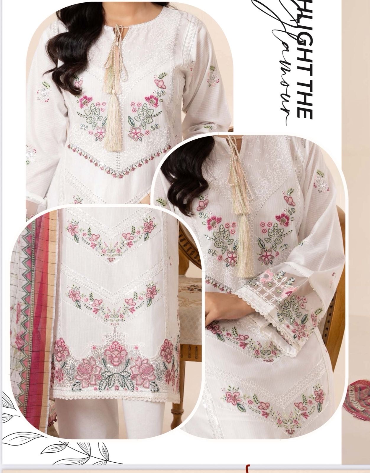 Ivory white embroidered lawn dress