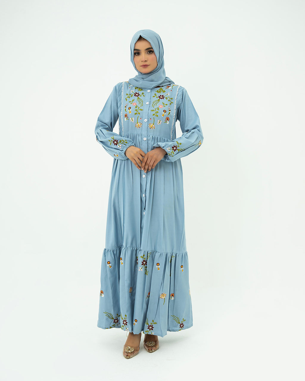 Embroidered Maxi l Light Blue