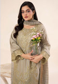 Olive gold embroidered lawn dress