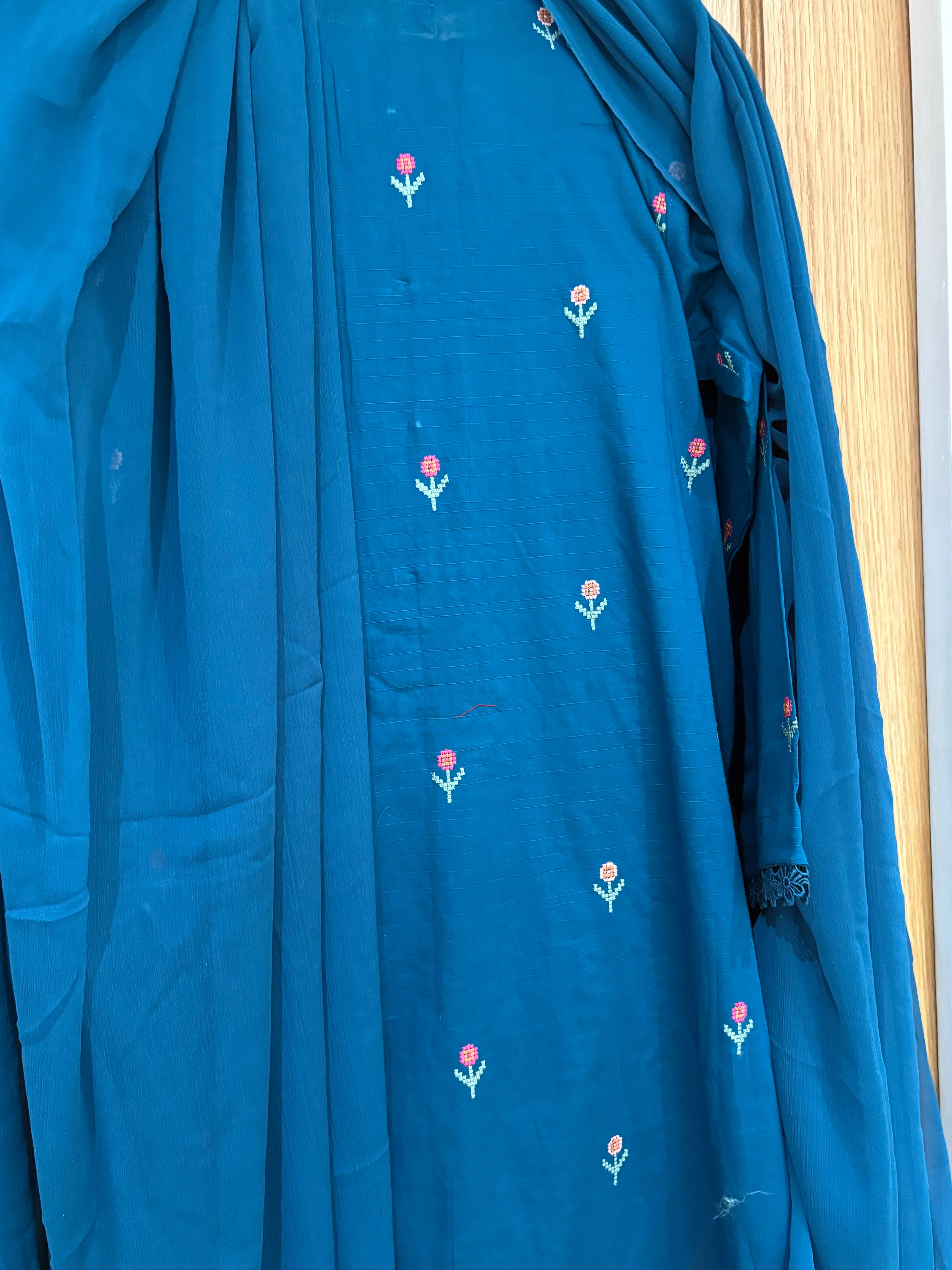 Elegant teal blue 3-piece suit