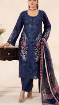 Royal blue embroidered lawn dress