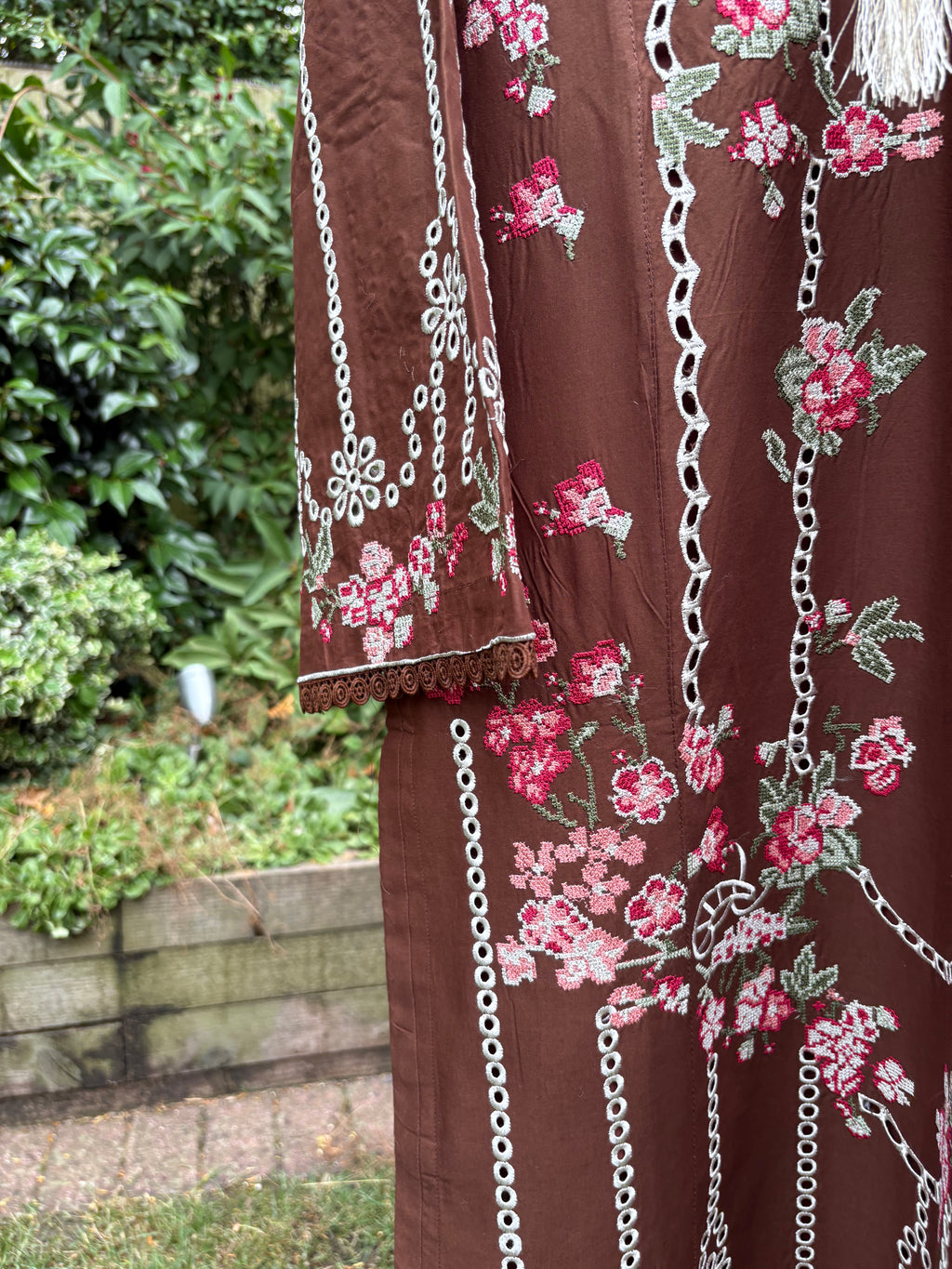 Chocolate brown-luxury embroidered (3PC)
