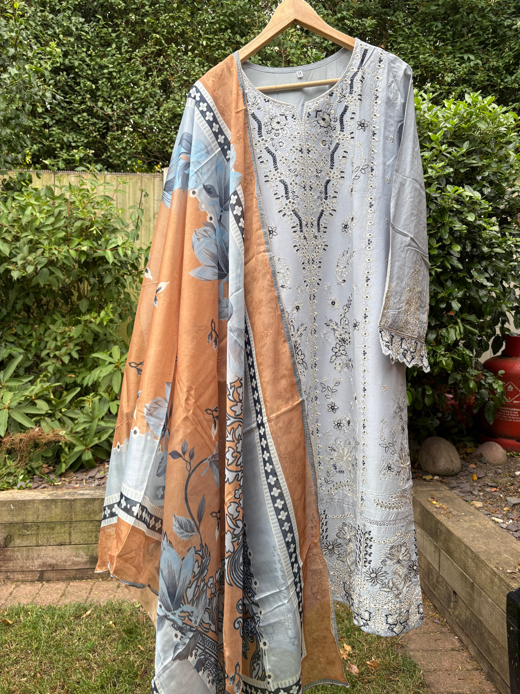 Light ice blue -luxury embroidered (3PC)
