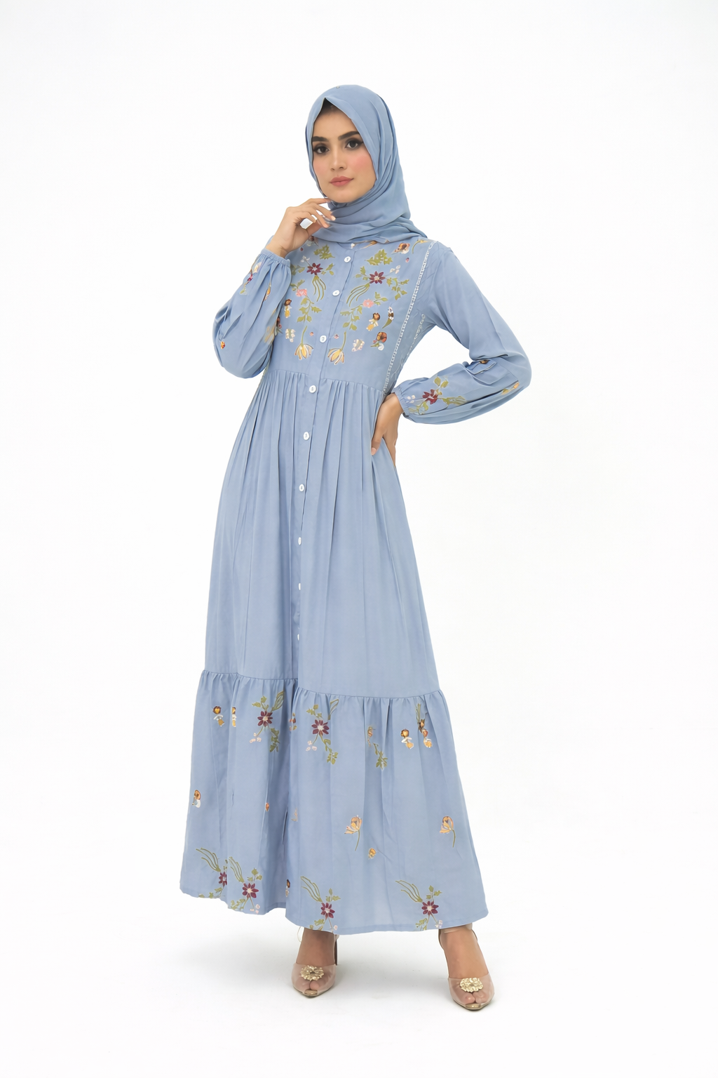 Embroidered Maxi light gray