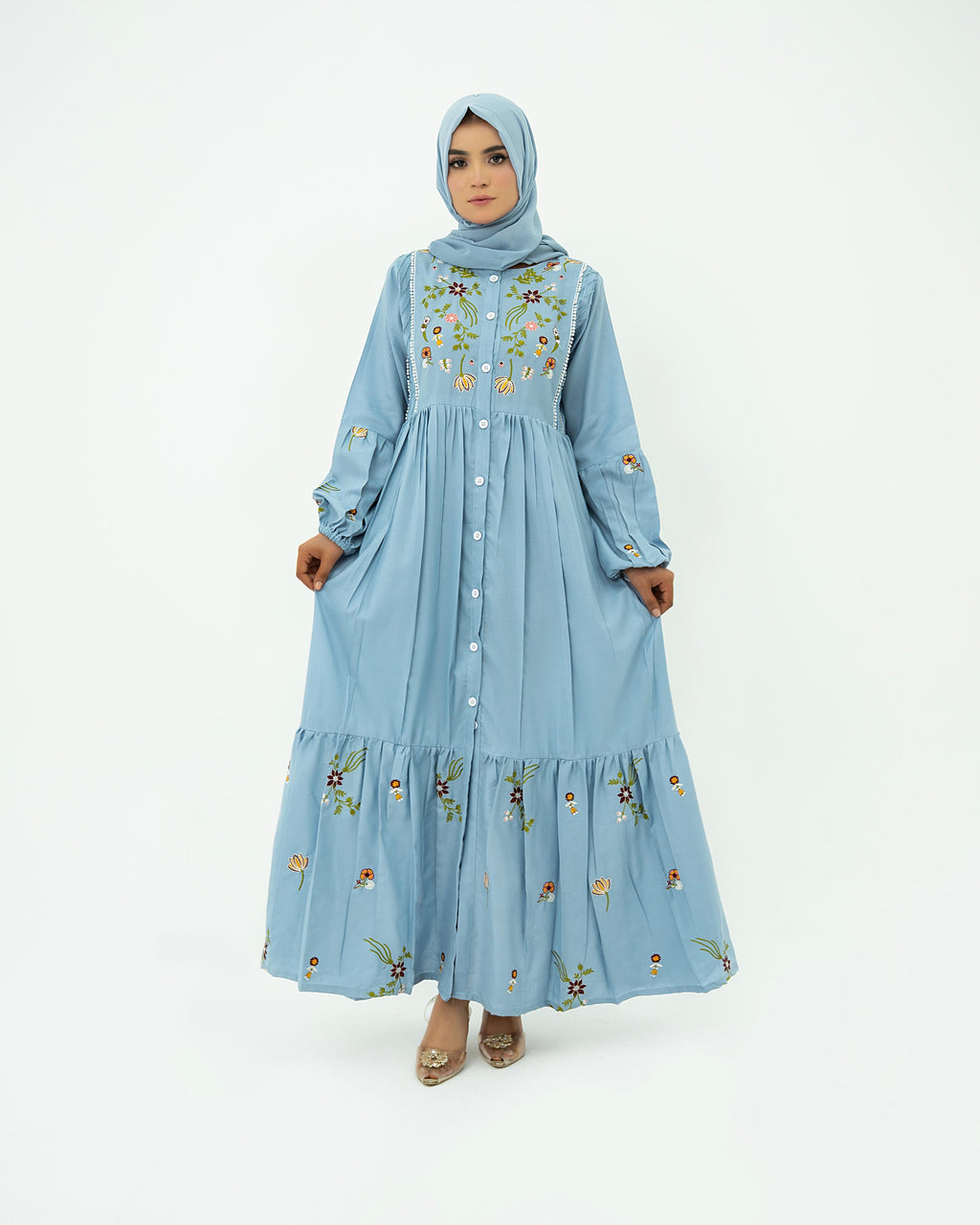 Embroidered Maxi l Light Blue