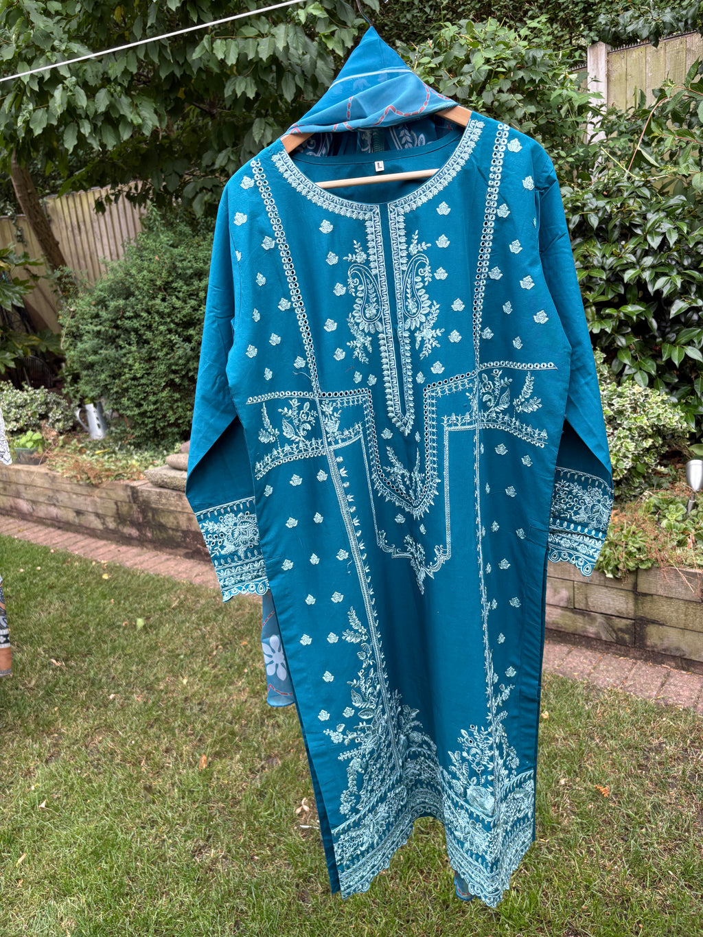 Teal-luxury embroidered (3PC)