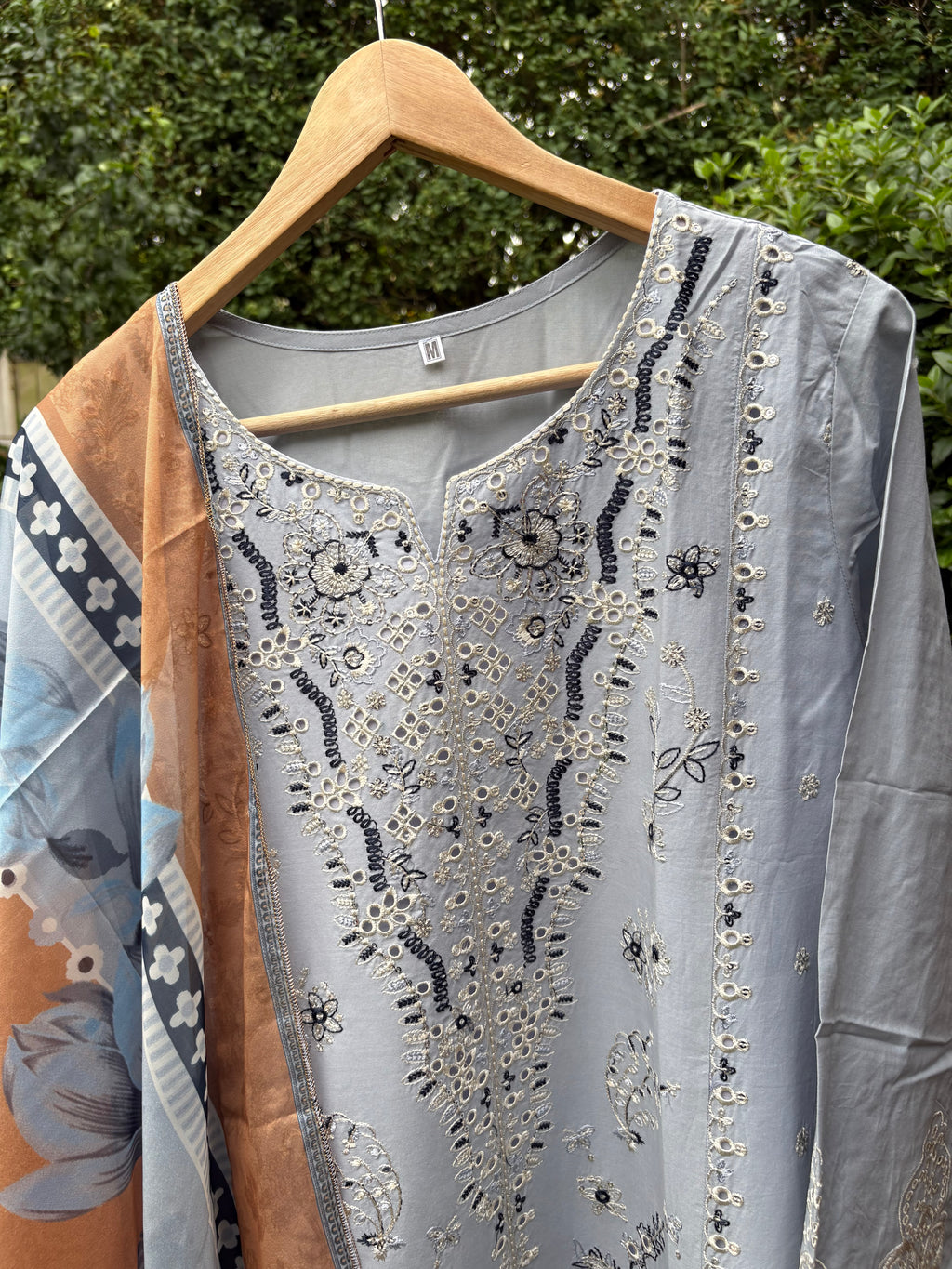 Light ice blue -luxury embroidered (3PC)