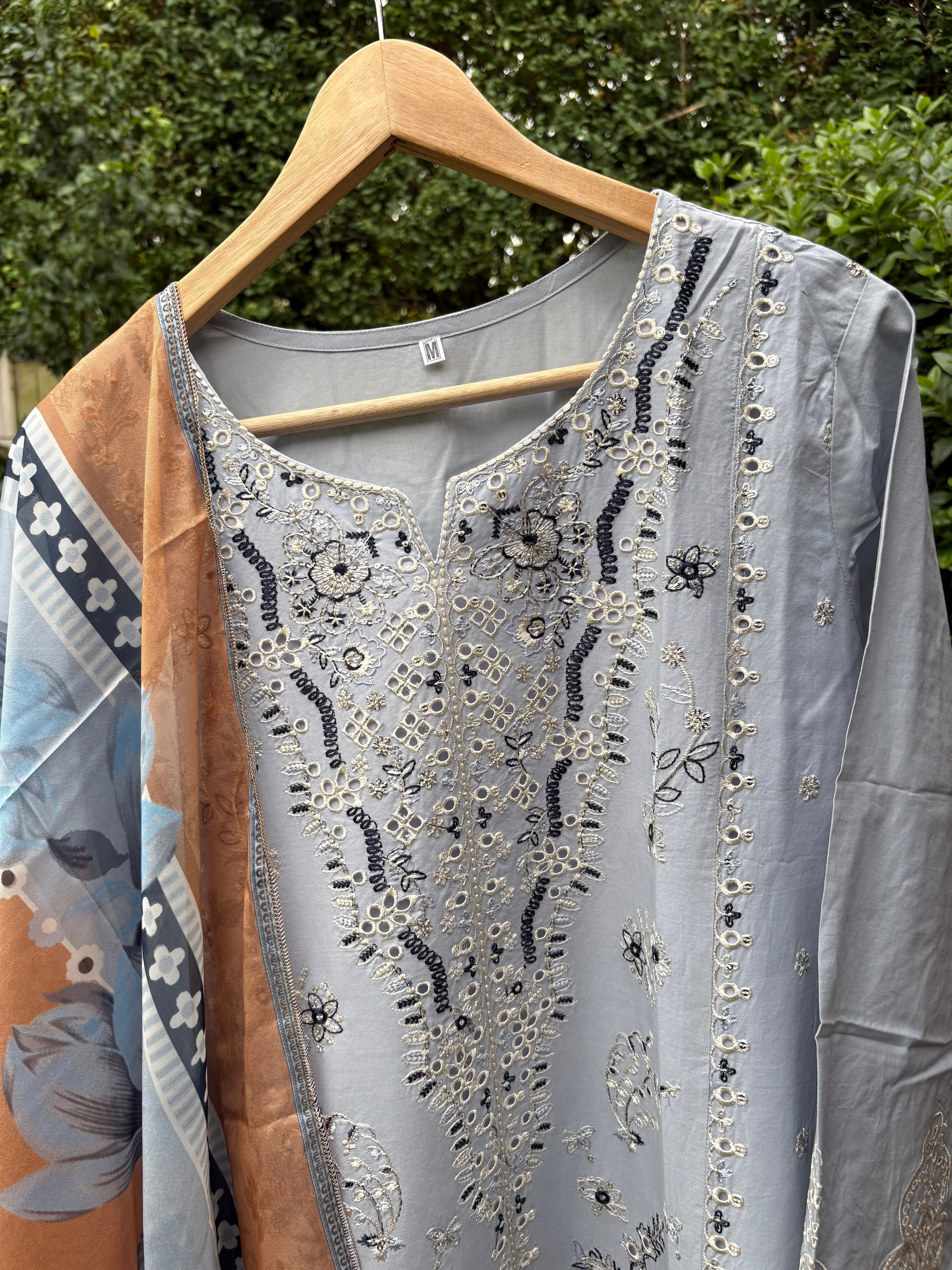 Light ice blue -luxury embroidered (3PC)