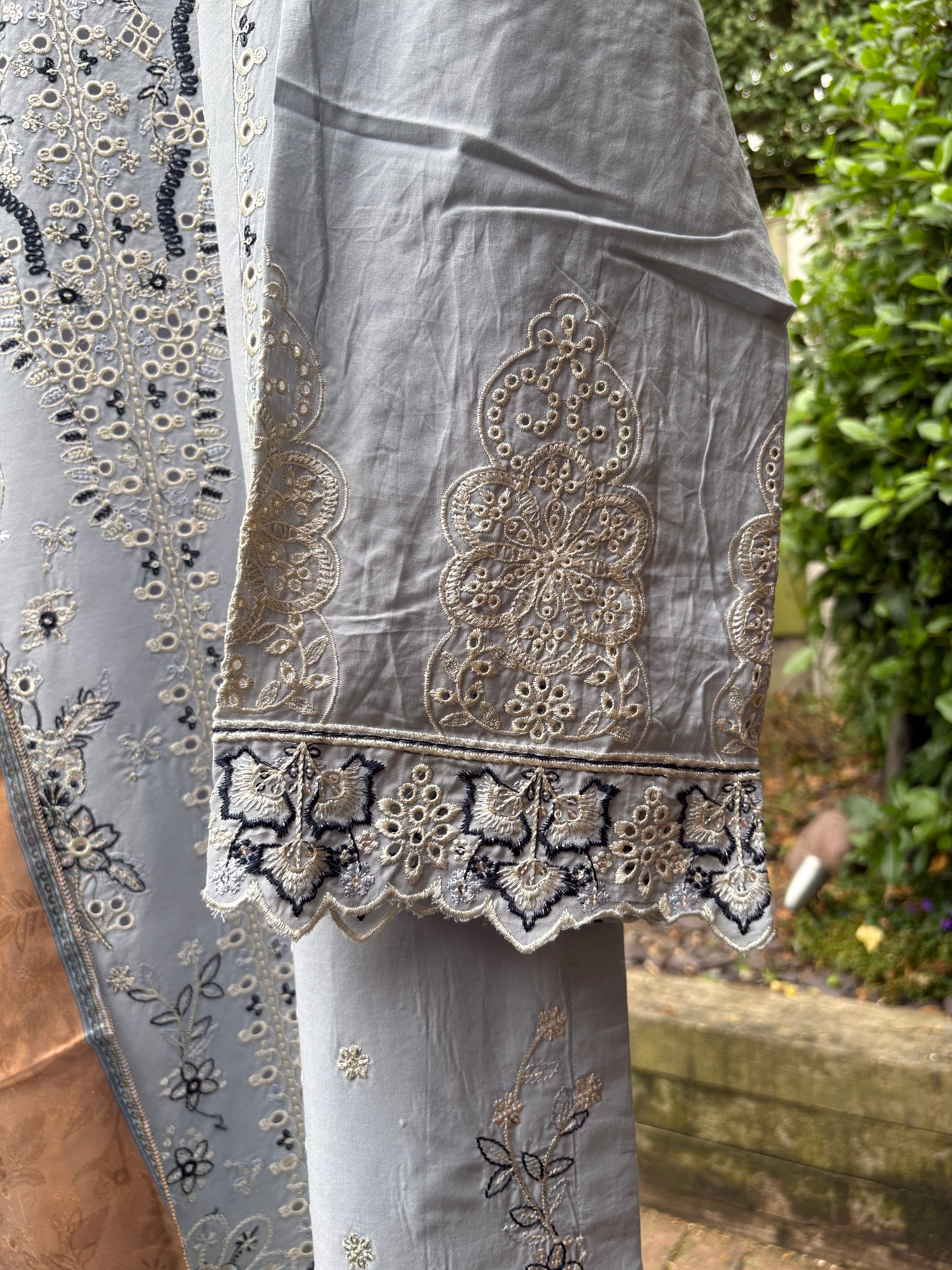 Light ice blue -luxury embroidered (3PC)